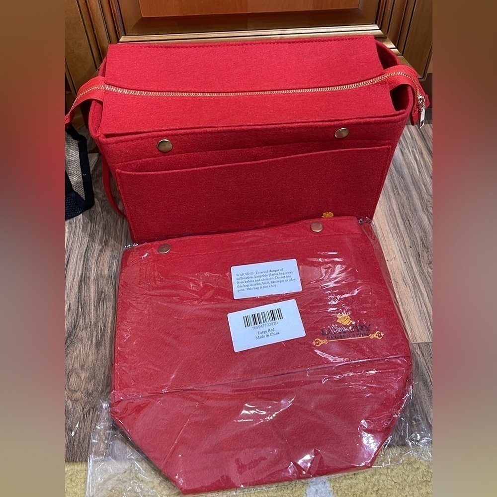 2 Purse Organizer Insert for Louis Vuitton speedy 30 MM & Neverfull GM XL RED